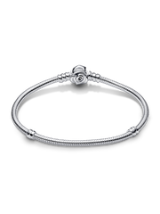 Pandora Moments Rose in Bloom Clasp Snake Chain Bracelet - Sterling silver