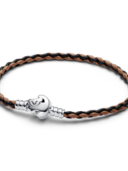 Disney The Lion King Clasp Pandora Moments Braided Leather Bracelet - Sterling silver
