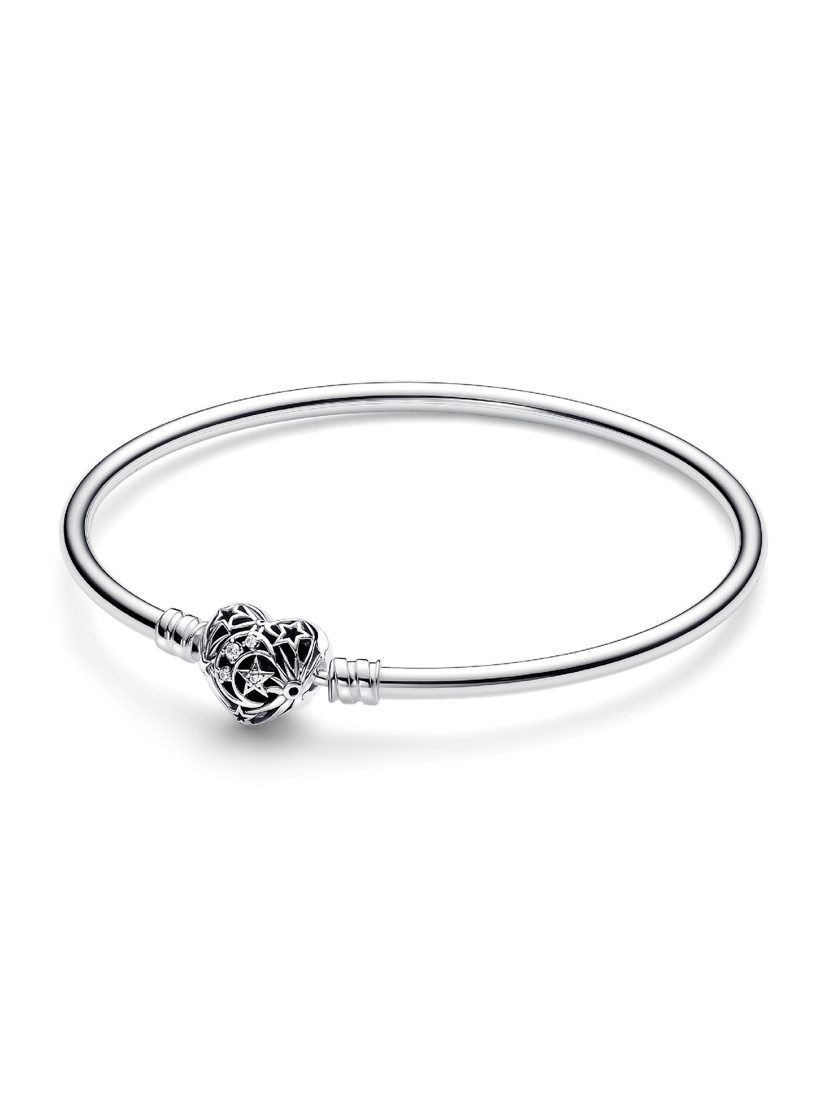 FINAL SALE - Celestial Heart Clasp Bangle - Sterling silver