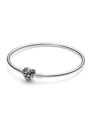FINAL SALE - Celestial Heart Clasp Bangle - Sterling silver