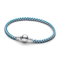 Blue Cord Snake Chain Bracelet - Sterling silver