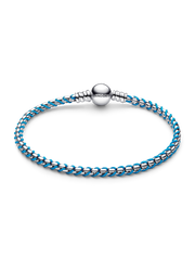 Blue Cord Snake Chain Bracelet - Sterling silver