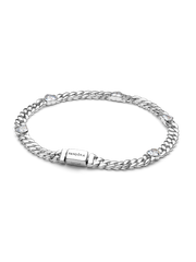 Heart Cuban Chain Bracelet - Sterling silver
