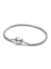 Heart Clasp Faceted Snake Chain Bracelet - Sterling silver