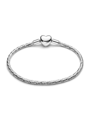 Heart Clasp Faceted Snake Chain Bracelet - Sterling silver