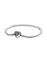 Pandora Moments Family Tree Heart Clasp Snake Chain Bracelet - Sterling silver