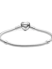 Pandora Moments Family Tree Heart Clasp Snake Chain Bracelet - Sterling silver