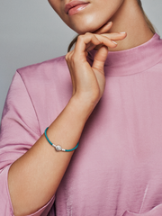 FINAL SALE - Pandora Moments Seashell Clasp Turquoise Braided Leather Bracelet - Sterling silver