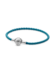 FINAL SALE - Pandora Moments Seashell Clasp Turquoise Braided Leather Bracelet - Sterling silver