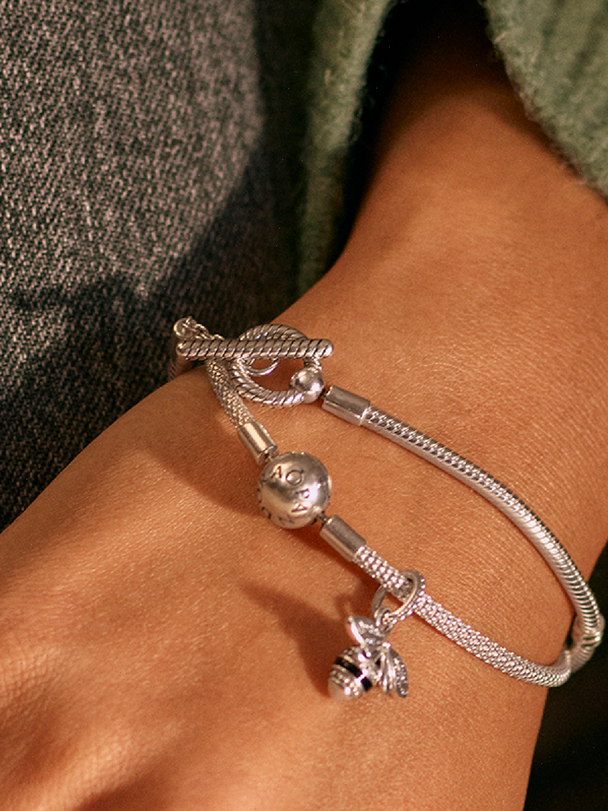 FINAL SALE - Pandora Moments T-Bar Snake Chain Bracelet - Sterling silver