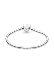 Pandora Moments Engravable Heart Clasp Snake Chain Bracelet - Sterling silver
