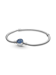Pandora Moments Sparkling Blue Disc Clasp Snake Chain Bracelet - Sterling silver