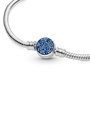 Pandora Moments Sparkling Blue Disc Clasp Snake Chain Bracelet - Sterling silver