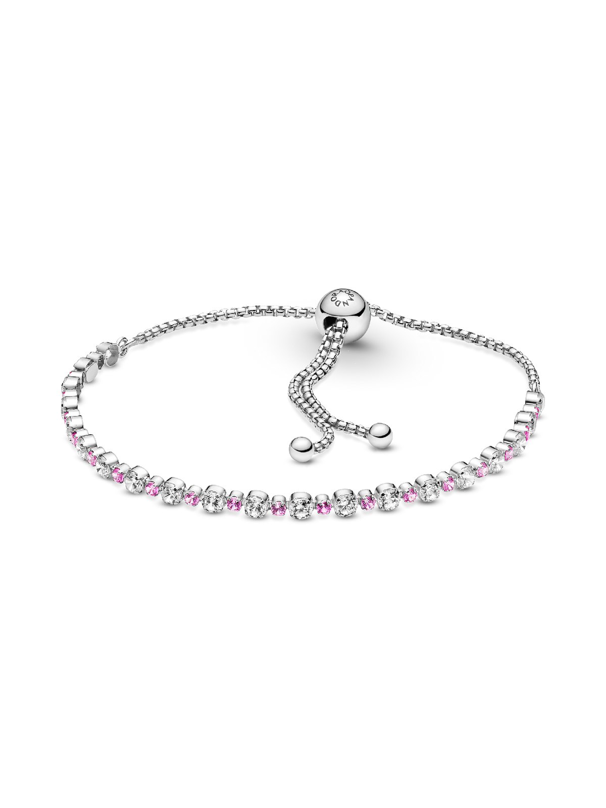 FINAL SALE - Pink & Clear Sparkle Slider Bracelet - Sterling silver