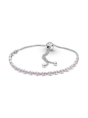 FINAL SALE - Pink & Clear Sparkle Slider Bracelet - Sterling silver