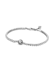 Sparkling Halo Tennis Bracelet - Sterling silver