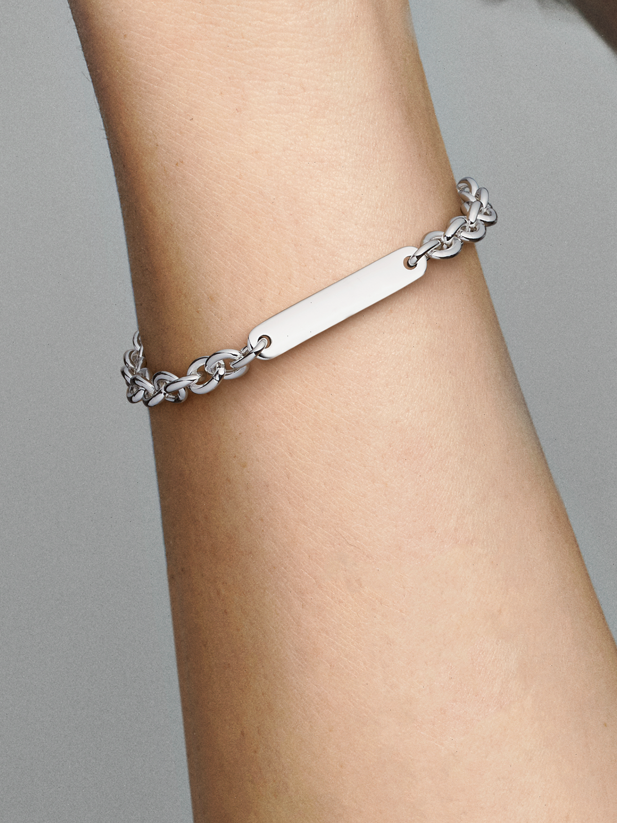 Engravable Bar Link Bracelet - Sterling silver