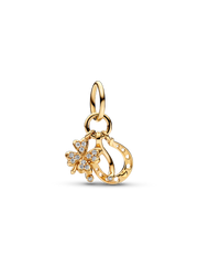 Lucky Clover, Wishbone & Horseshoe Dangle Charm - 14k gold