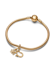 Lucky Clover, Wishbone & Horseshoe Dangle Charm - 14k gold