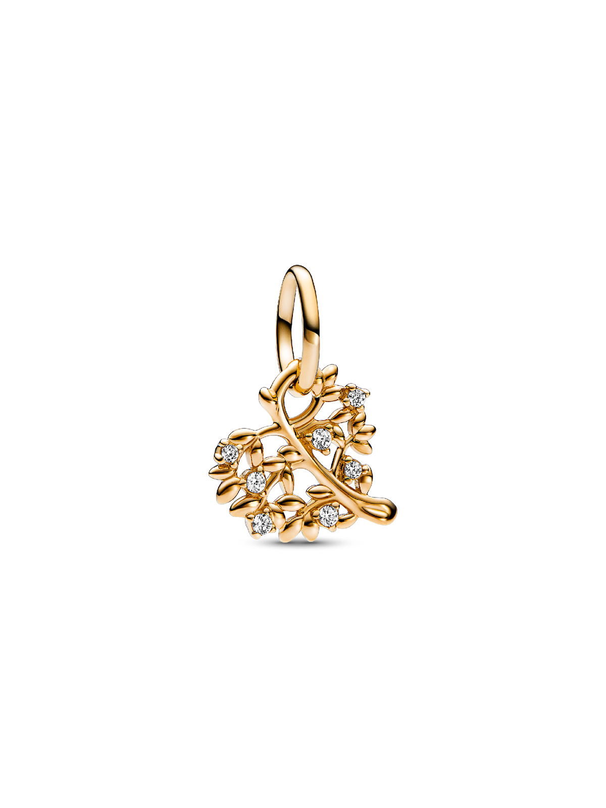 Sparkling Heart & Family Tree Dangle Charm - 14k gold