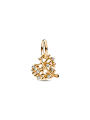 Sparkling Heart & Family Tree Dangle Charm - 14k gold