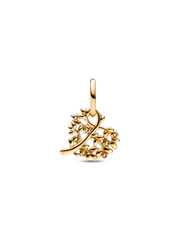 Sparkling Heart & Family Tree Dangle Charm - 14k gold