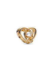 Openwork Swirling Heart & Treated Freshwater Cultured Pearl Charm - 14k gold