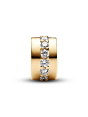 Clear Sparkling Row Clip Charm - 14k gold plating