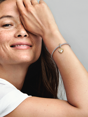 FINAL SALE - Shooting Star Hearts Double Dangle Charm - Sterling silver, 14k gold plating