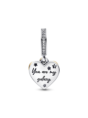 FINAL SALE - Shooting Star Hearts Double Dangle Charm - Sterling silver, 14k gold plating