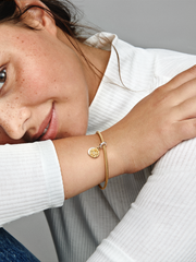 My Pandora Two-tone Daisy Double Dangle Charm - 0.009 ct TW, Sterling silver, 14k gold plating