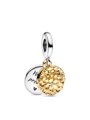 My Pandora Two-tone Daisy Double Dangle Charm - 0.009 ct TW, Sterling silver, 14k gold plating