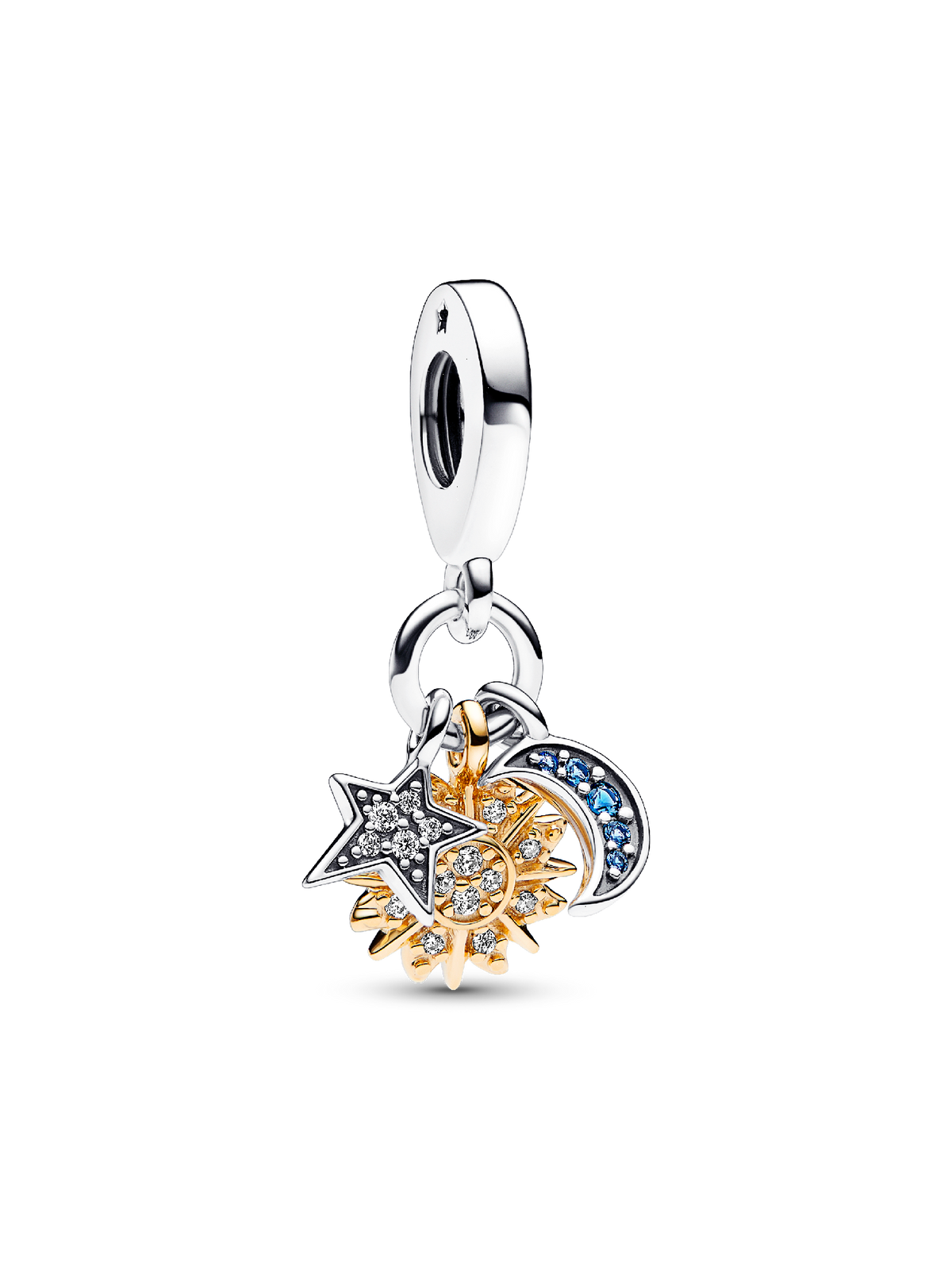 Two-tone Celestial Triple Dangle Charm - Sterling silver, 14k gold plating
