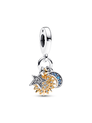 Two-tone Celestial Triple Dangle Charm - Sterling silver, 14k gold plating