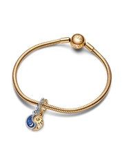 Two-tone Splittable Sun & Moon Dangle Charm - Sterling silver, 14k gold plating