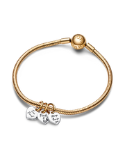 FINAL SALE - Two-tone Splittable Friendship Triple Dangle Charm - Sterling silver, 14k gold plating