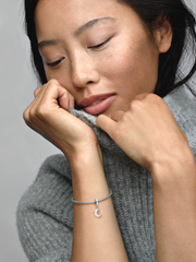 FINAL SALE - Two-tone Key & Moon Dangle Charm - Sterling silver, 14k gold plating