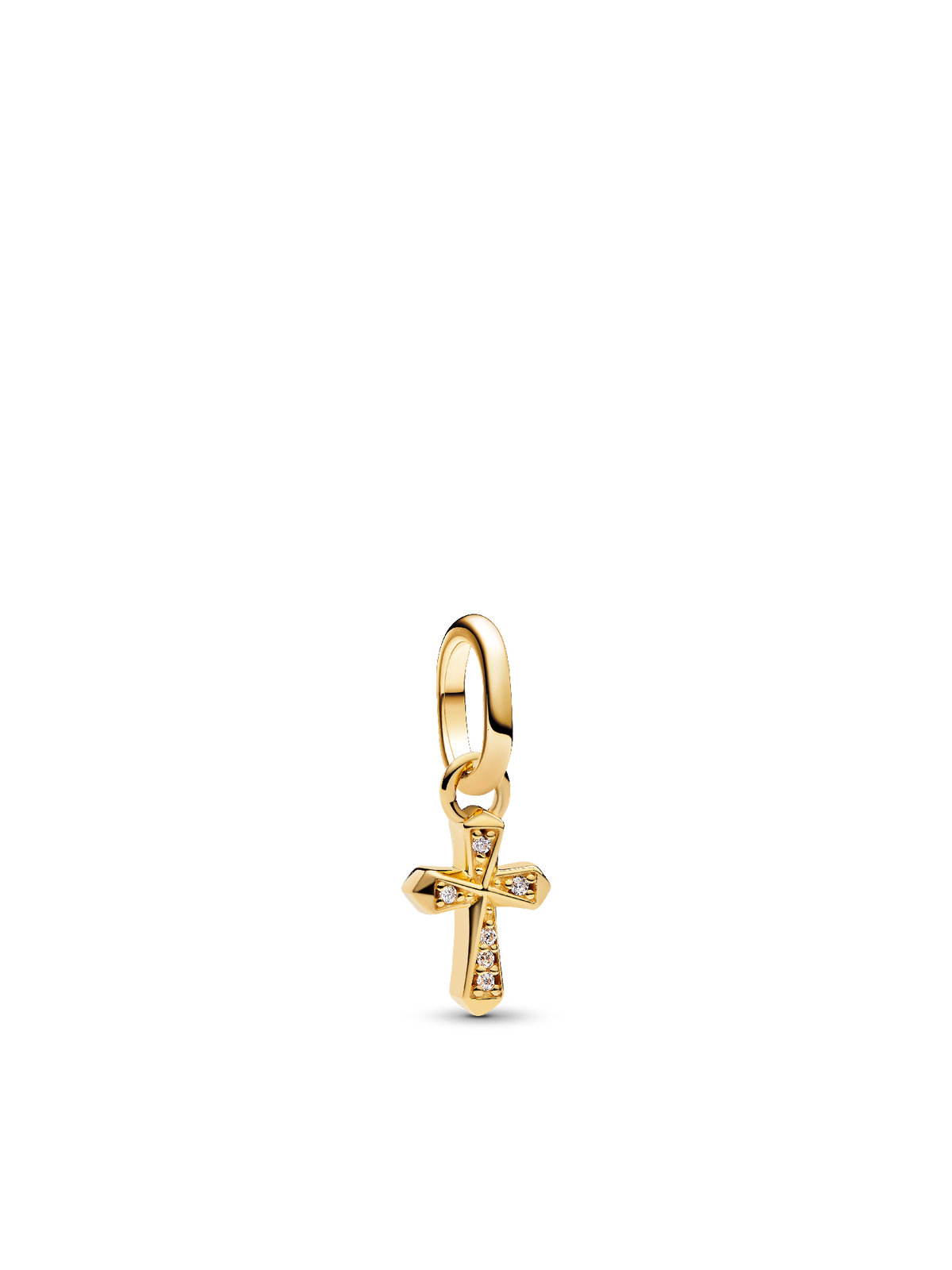 Sparkling Cross Mini Dangle Charm - 14k gold plating