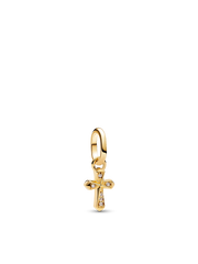 Sparkling Cross Mini Dangle Charm - 14k gold plating