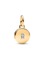 Openable & Engravable Love Locket Dangle Charm - 14k gold plating