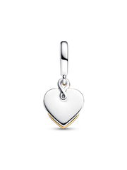 Lab-grown Diamond Engravable Mom Double Dangle Charm - 0.009 ct TW, Sterling silver, 14k gold plating