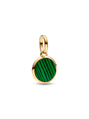 Green Engravable Mini Medallion Charm - 14k gold plating
