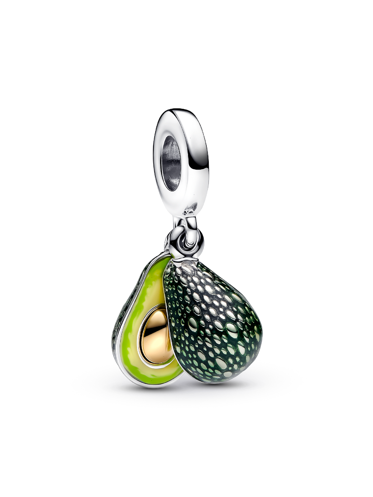 Avocado Double Dangle Charm - Sterling silver, 14k gold plating