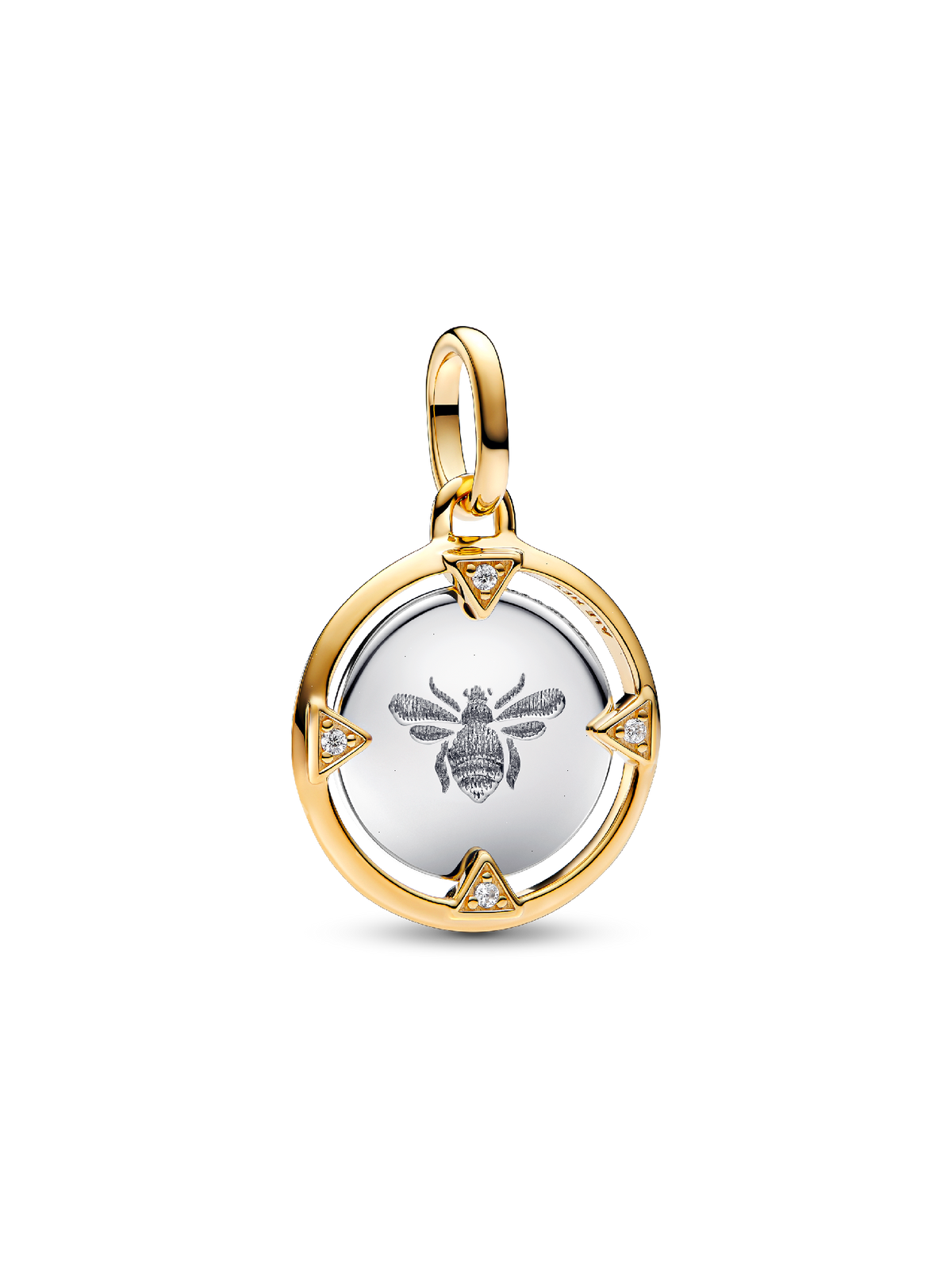 Bee Medallion Charm - Sterling silver, 14k gold plating