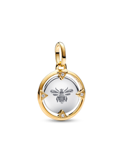 Bee Medallion Charm - Sterling silver, 14k gold plating
