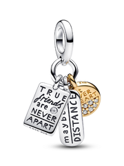 Friendship Triple Dangle Charm - Sterling silver, 14k gold plating