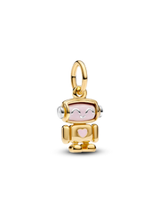 Spinnable Face Robot Dangle Charm - Sterling silver, 14k gold plating