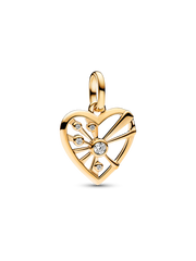 FINAL SALE - Heart & Rays Medallion Charm - 14k gold plating