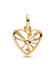 FINAL SALE - Heart & Rays Medallion Charm - 14k gold plating