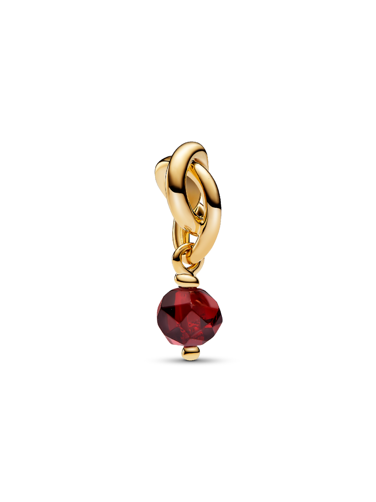 Faceted Red Eternity Circle Dangle Charm - 14k gold plating